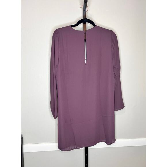Krisa Revolve Plum Purple V-Neck Long Sleeve Shift Mini Dress Size Small NWT - Picture 5 of 9